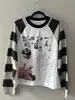 Camiseta de manga larga con cuello redondo, estilo retro Y2K de subcultura, bloques de color a rayas, unisex, moda transfronteriza de principios de otoño, estilo nuevo