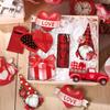 Nuevos Adornos de Madera Decorativos para el Día de San Valentín Adorno Colgante de Gnomo Talla en Madera Festiva Vestido de San Valentín
