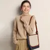 Suéter 100% cachemira pura, suéter de cuello alto grueso de 7 puntos para mujer, abrigo casual de invierno de cachemira completa con manga raglán, capa base de punto