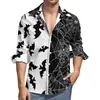 Nueva Camisa Hawaiana de Manga Larga Casual para Hombre Impresa en 3D Serie de Halloween de Comercio Exterior Más Vendida Transfronteriza