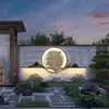 Nueva Lámpara de Pared Decorativa para Patio de Villa Estilo Chino, Regulable, Energía Solar, Creativa, Acero Inoxidable, Lámpara de Pared con Sombra de Agua