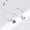 Pendientes de aro de plata de ley S925 con Ojo del Diablo para mujer, temperamento coreano, personalidad, pendientes de aro simples, pendientes retro para mujer