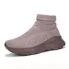 Nuevos Zapatos Calcetín Tejido Volador para Hombre Transfronterizos de Talla Grande Suela Gruesa Caña Alta Zapatos para Enamorados Zapatilla de Malla Transpirable Ligera para Pie