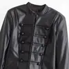Ropa de comercio exterior para mujer 2026 Estilo europeo y americano moderno casual simple chaqueta de cuero sintético con nudo y decoración de botón A711964