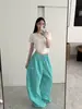 Pantalones casuales de estilo hip-hop fluidos, relajados para danza de jazz, con pierna curva para mujer, pantalones de baile hip-hop plisados de verano