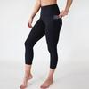 Pantalones de yoga cropped de cintura alta de Europa y Estados Unidos, wish comercio exterior, color liso, bolsillo para teléfono móvil, pantalones de yoga para mujer, pantalones de fitness transfronterizos para mujer
