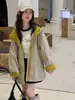 Gabardina de longitud media para niña 2026 Nuevo estilo de otoño, Abrigo con capucha de bloques de color para niños mayores, Cárdigan de otoño para niños