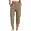 Calça Cargo Casual Lisa de Bolso de Viagem de Cintura Alta Reta Solta Cropped para Mulheres - Cruzamento Europeu e Americano Amazon