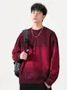 Ropa para Hombre Fengshe / Sudadera Pesada de 360 g para Hombre, Primavera y Otoño, Lavado Degradado, Estampado Casual Americano, Cuello Redondo, Manga Larga