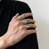 Anéis Tendência Masculinos Europeus e Americanos, Totens Geométricos Retrô de Metal, Anéis Articulados Múltiplos, Produtos de Joalheria Exclusivos Transfronteiriços