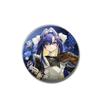 Broche a laser de novo estilo com design de vidro triturado, broche de 58 mm em folha de flandres com vidro triturado brilhante.