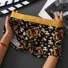 Cueca Nova Masculina, Cueca Boxer Respirável de Algodão Puro Masculina, Padrão Tendência Nacional Dragão Dourado, Cueca Boxer Masculina Ano do Zodíaco