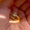 Anillo de Bambú Cepillado con Diseño de Diamante Estilo Vintage para Mujer, Diseño Exquisito de Nicho, Anillo de Dedo Índice Versátil de Moda de Gama Alta