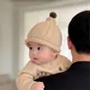 Touca de bebê estilo coreano para outono e inverno, gorro de tricô quente e grosso, unissex, adequado para bebês e crianças pequenas