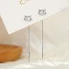 Orejas de Gato Huecas de Alambre para Mujer Diseño de Nicho Pendientes de Zirconio de Gato Pendientes Largos con Borla Gatito Adelgazantes para Rostro Redondo