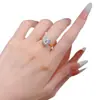 Anillo de Oro Galvanizado con Diamante Blanco Plano Rectangular de 6*8mm Modelo Transfronterizo Europeo y Americano Nuevo de Plata S925 Longlongjin Jewelry