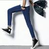 Pantalones vaqueros para hombre, estilo coreano, de moda, de primavera y verano, ajustados, ajustados, casuales, sencillos, azules puros, rectos
