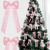 Producción de moños de cinta para árbol de Navidad populares transfronterizos, colgantes de decoración navideña y cintas de poliéster para fiestas navideñas