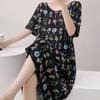 Camisón de Algodón Seda para Mujer Primavera Verano Otoño Ropa para el Hogar Corte en la Espalda Falda Manga Corta para Usar Afuera Ropa para Aire Acondicionado Falda de Algodón Seda para Mujer