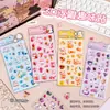 Adesivos fofos em relevo 3D, adesivos de papelaria estética para estudantes, adesivos de decoração para planner DIY infantil, adesivos de cristal