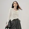 Fábrica de tops base con cuello de volantes de acetato, lana y seda, hechos a medida OEM, pedidos pequeños, entrega rápida, procesamiento de tops de lencería para mujer