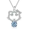 Colar de Prata Esterlina S925 para Mulheres de Comércio Exterior Transfronteiriço Europeu e Americano Desenho Animado Gatinho Gato Animal Moissanite Cor D Pingente de Um Quilate
