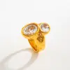 Anillo de Acero Inoxidable con Textura de Lava Estilo Transfronterizo Europeo y Americano para Mujer, Joyería de Anillo Minimalista Irregular con Microincrustaciones de Circonita