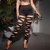Leggings transparentes transfronterizos de Amazon europeos y americanos, nuevos, para mujer, de primavera y verano, con cordones, de cintura alta, talla grande