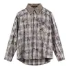 2025 Nueva Camisa de Cuadros Holgada Estilo Japonés para Hombre con Cuello de Solapa Retro Americana de Moda