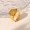 Anillo Samsung de acero inoxidable chapado en oro real de 18 quilates, sencillo y combinable con microdiamantes.