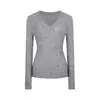Suéter canelado sexy com decote em V para mulheres, nova coleção outono/inverno 2026, design elegante e simples, acinturado, efeito emagrecedor, blusa de manga longa