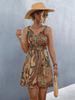 Moda Femenina Europea y Americana Transfronteriza Nueva Primavera/Verano 2026 Sitio Independiente de Amazon Venta Caliente Vestido Ruched Estampado Nudo