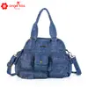 Bolsa de Mano Lavada Y2K Nueva para Mujer Bolso de Hombro Americano Desgastado Bolso Cruzado Versátil para Motocicleta