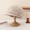 Chapéu Octogonal Retrô Versátil Quente para Outono e Inverno para Mulheres com Laço e Strass, Chapéu Boina Versátil para Afinar o Rosto