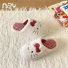 Zapatillas de Algodón Felpa KT Lindas Estilo Japonés para Otoño e Invierno, Zapatillas de Algodón Silenciosas Antideslizantes para el Hogar de Niña