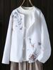 Top Bordado Guofeng Nuevo de Primavera para Mamá Chaqueta Cardigan de Algodón y Lino para Mujeres de Mediana Edad y Mayores Vestido Chino de Primavera Nuevo para Abuela