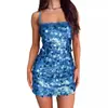2025 Vestido Europeu e Americano Transfronteiriço Feminino de Suspensório com Lantejoulas Banquete Festa Dança Sexy Curto Sem Costas Saia de Quadril