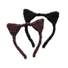 Diadema Negra de Felpa con Orejas de Gato para Mujer, Pinza para el Pelo Linda para Lavarse el Cabello, Tocado de Alta Gama, Accesorios para el Pelo de Oso Explosivos para Halloween
