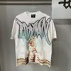 Camiseta Suelta de Manga Corta Retro Moda Hip-Hop Calle Americana Moda Americana Diamante Caliente Emoción Mixta