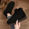 Comercio Exterior Nuevas Botas de Nieve 2025 Otoño e Invierno para Mujer, Color Sólido Cálido, Talla Grande, Banda Elástica, Zapatos Cortos de Algodón con Suela Gruesa Venta al por Mayor