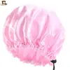 Touca de banho de cetim ajustável para crianças dupla touca de banho à prova d'água touca de cuidados com o cabelo touca de dormir do bebê K-25
