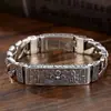 Pulseira com Mantra de Seis Caracteres Yuhong em Sânscrito, Rabo de Cavalo, Banhada a Prata para Homens e Mulheres, Corrente de Pulseira Vintage de Morcego, Explosões da Amazon