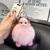 Boneca em Forma de Bola Chaveiro de Carro com Pelo de Raposa Real Pingente Acessório para Mochila de Estudante Chaveiro de Pelúcia