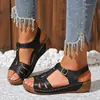 Sandalias gruesas de suela para mujer de talla grande transfronterizas, nueva moda europea y americana primavera 2025, sandalias casuales versátiles de una tira
