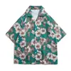 Camisa floral vintage estilo de Hong Kong manga curta estilo havaiano tailandês design senso duffian camisa solta bonita para homens e mulheres