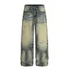 Jeans Rotos Estilo Wasteland de la Calle Principal Americana para Hombres y Mujeres 2025 Retro Desgastados Sueltos Rectos Casuales Pantalones Largos