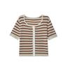 EVERTRUE 2024 Verano Estilo Coreano Nueva Camiseta de Rayas para Mujer Suelta Manga Corta Tencel Cárdigan Top 65336