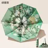 Guarda-chuva Dobrável Portátil Estilo Pintura a Óleo Moda Retro Oito Ossos Revestimento Preto Reverso Proteção Dupla contra Sol e Chuva