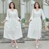 Vestido de Estilo Étnico, Nuevo Vestido de Verano de Algodón y Lino para Adelgazar la Cintura, Vestido para Registrarse en Fotos de Viaje por Yunnan y Xinjiang