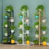 Soporte para Flores de Múltiples Niveles, Adecuado para Uso en Interiores y Exteriores, Soporte de Hierro para Plantas de Piso Móvil con Ruedas, Soporte para Flores de Balcón Personalizable